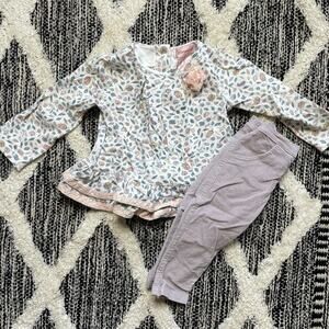 Savannah Boutique Jeans and Long Sleeve Shirt baby Girls size 3-6 mo